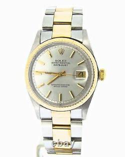 Rolex Datejust Mens Two-Tone 14K Gold Stainless Steel Oyster with Silver Dial 1601