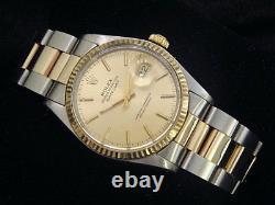 Rolex Datejust Mens Two-Tone Stainless Steel & Yellow Gold Champagne 16013