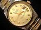 Rolex Datejust Mens Two-Tone Yellow Gold & Stainless Steel Champagne Diamond
