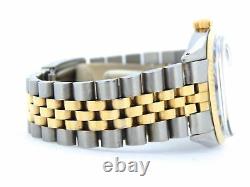 Rolex Datejust Mens Yellow Gold & Steel Watch Jubilee Style Band Blue Dial 1601