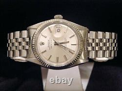 Rolex Datejust Stainless Steel 18K White Gold Watch Silver Jubilee Bracelet 1601