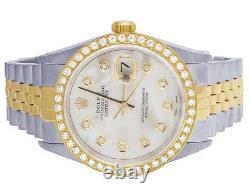 Rolex Datejust Two Tone 18K/ Steel 36MM White MOP Dial Diamond Watch 2.5 Ct