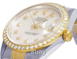 Rolex Datejust Two Tone 18K/ Steel 36MM White MOP Dial Diamond Watch 2.5 Ct