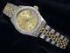 Rolex Datejust Yellow Gold & Steel Watch Diamond Dial White Gold 1ct Bezel