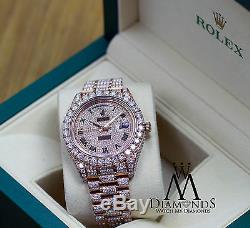 Rolex Day Date II President 41mm Rose Gold 33 Carat Custom Diamonds