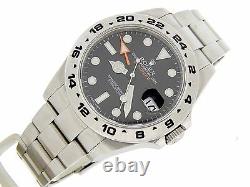 Rolex Explorer II Mens Stainless Steel Watch 42mm Orange Hand Black Dial 216570