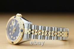 Rolex Ladies Datejust 18k Yellow Gold Diamond Sapphire & Steel Watch 69173