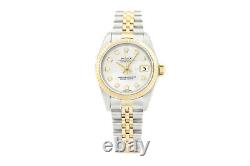Rolex Ladies Datejust 69173 18K Gold & Steel Mother of Pearl Diamond Dial Watch