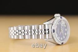 Rolex Ladies Datejust 69174 Blue Dial 18k Gold Steel Diamond Sapphire Watch