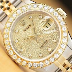 Rolex Ladies Datejust Factory Jubilee Diamond Dial 69173 Watch + 1.13 Ct Bezel