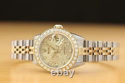 Rolex Ladies Datejust Factory Jubilee Diamond Dial 69173 Watch + 1.13 Ct Bezel