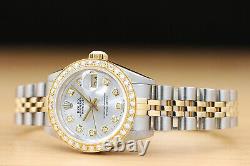 Rolex Ladies Datejust Silver Diamond 18k Yellow Gold/steel Quickset Watch