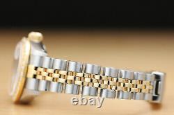 Rolex Ladies Datejust Silver Diamond 18k Yellow Gold/steel Quickset Watch