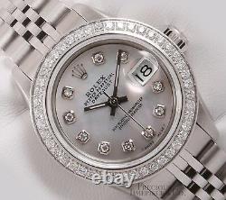 Rolex Lady Datejust Stainless Steel 26mm-White MOP Diamond Dial-Diamond Bezel