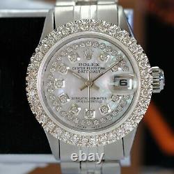 Rolex Lady Datejust Steel Watch White MOP Diamond Dial & Bezel Jubilee Band 26mm