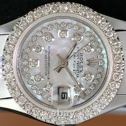 Rolex Lady Datejust Steel Watch White MOP Diamond Dial & Bezel Jubilee Band 26mm