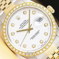 Rolex Mens Datejust 16013 White Stainless Steel & 18k Yellow Gold Diamond Watch