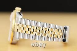 Rolex Mens Datejust 16013 White Stainless Steel & 18k Yellow Gold Diamond Watch