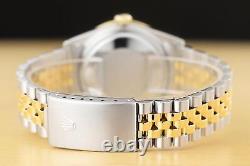 Rolex Mens Datejust 16013 White Stainless Steel & 18k Yellow Gold Diamond Watch