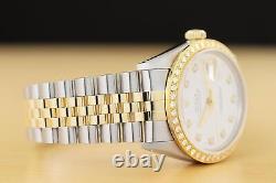 Rolex Mens Datejust 16013 White Stainless Steel & 18k Yellow Gold Diamond Watch