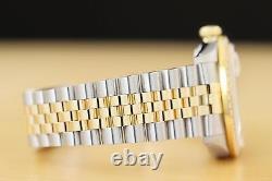 Rolex Mens Datejust 16013 White Stainless Steel & 18k Yellow Gold Diamond Watch