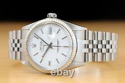 Rolex Mens Datejust 16014 White Dial 18k White Gold & Stainless Steel Watch