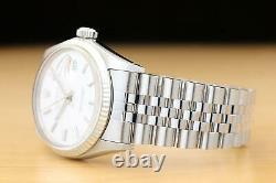 Rolex Mens Datejust 16014 White Dial 18k White Gold & Stainless Steel Watch