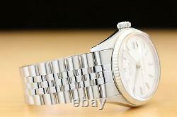 Rolex Mens Datejust 16014 White Dial 18k White Gold & Stainless Steel Watch