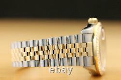 Rolex Mens Datejust 16233 18k Yellow Gold Stainless Steel Diamond Watch