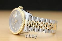 Rolex Mens Datejust 16233 Gray Diamond Dial 18k Yellow Gold & Steel Watch