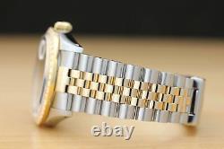 Rolex Mens Datejust 16233 Gray Diamond Dial 18k Yellow Gold & Steel Watch