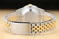 Rolex Mens Datejust 16233 Gray Diamond Dial 18k Yellow Gold & Steel Watch