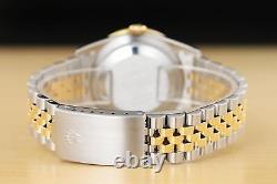 Rolex Mens Datejust 16233 White Roman Dial 18k Yellow Gold Steel Diamond Watch