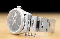 Rolex Mens Datejust 16234 Black Dial 18k White Gold & Stainless Steel Watch