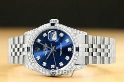 Rolex Mens Datejust 18k White Gold Diamond Sapphire & Steel Quickset Watch