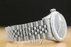 Rolex Mens Datejust Black Dial 18k White Gold & Stainless Steel Quickset Watch