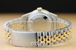 Rolex Mens Datejust Blue Vignette 18k Yellow Gold Diamond & Steel Watch 16013