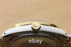 Rolex Mens Datejust Blue Vignette 18k Yellow Gold Diamond & Steel Watch 16013