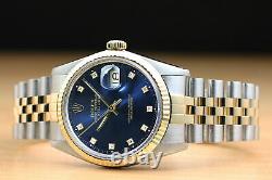 Rolex Mens Datejust Factory Diamond Dial 18k Yellow Gold/stainless Steel Watch