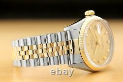 Rolex Mens Datejust Factory Diamond Dial Two-tone Quickset Watch + Rolex Band