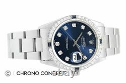 Rolex Mens Datejust Quickset 18K White Gold Diamond & Sapphire Watch