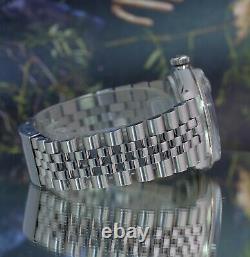 Rolex Mens Datejust SS 36mm Black Diamond Dial Fluted Bezel Watch Ref 16014