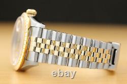 Rolex Mens Datejust Silver Diamond 18k Yellow Gold Stainless Steel Watch 1.60 Ct