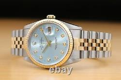 Rolex Mens Datejust Two Tone 18k Yellow Gold & Stainless Steel Watch 16233