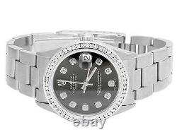 Rolex Midsize Datejust 67480 31MM Oyster Black Dial Diamond Watch 1.75 Ct