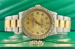 Rolex Midsize Oyster Perpetual 18k Gold/Steel 2ct Diamond Ladies31mm Watch 67483