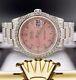 Rolex Oyster Datejust 36mm Steel Mens Watch Iced 10ct Diamond Pink Dial 116200