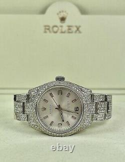 Rolex Oyster Perpetual 31mm Watch ICED OUT 10ct Genuine Diamonds Ref 177200