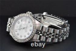 Rolex Oyster Perpetual Date Just Women's Stainless Steel Diamond Watch 1.50 CT