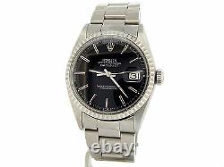 Rolex Oyster Perpetual Datejust Men Stainless Steel Watch Oyster Black Dial 1603